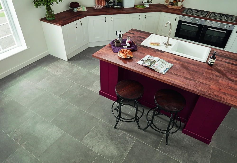 Vinyl Fumo Hardwood flooring in the kitchen Sherwood Flooring Company